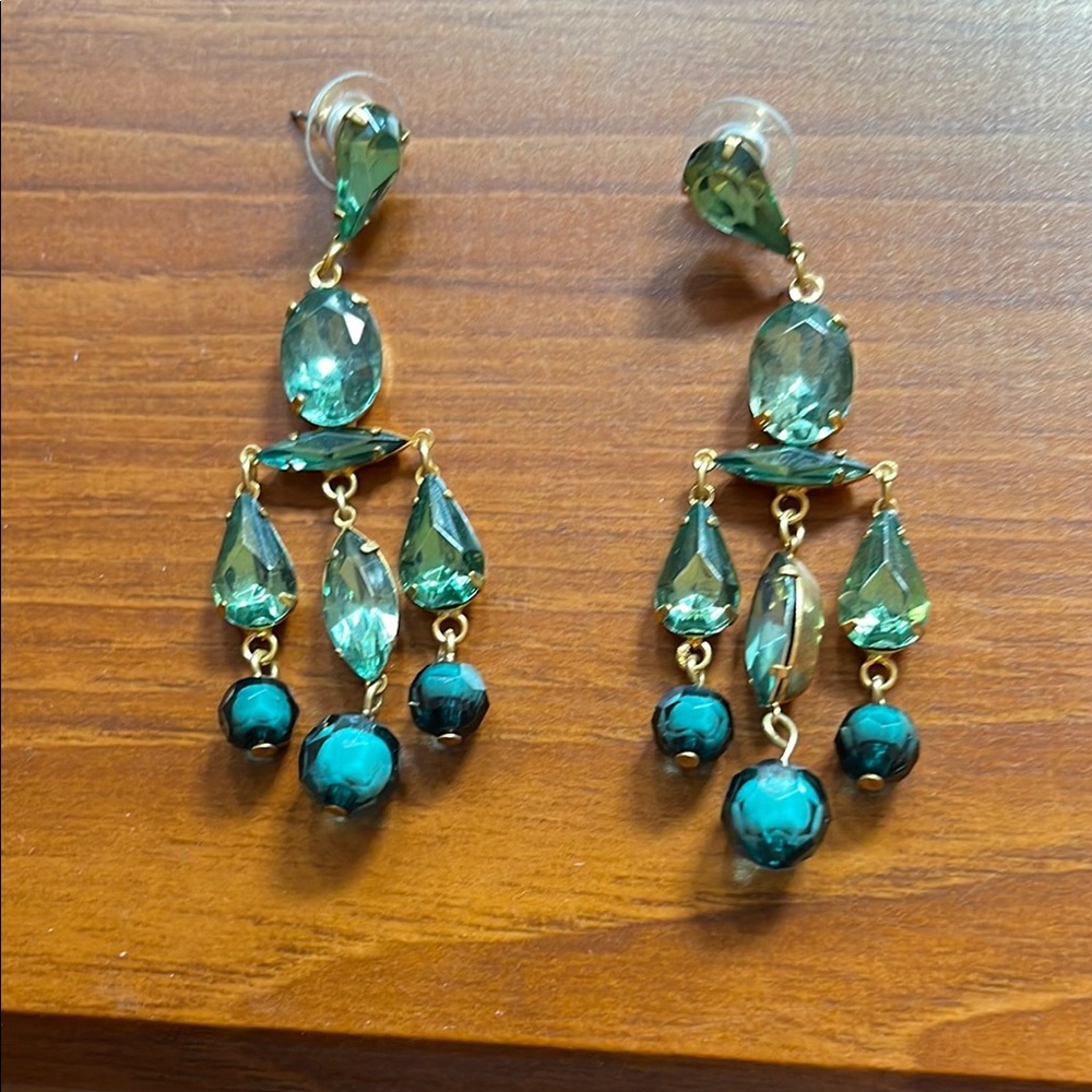 Elegant Green Chandelier Earrings
